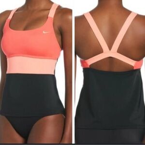 Nike corral, Peach and Black womens v-back Swim Tankini